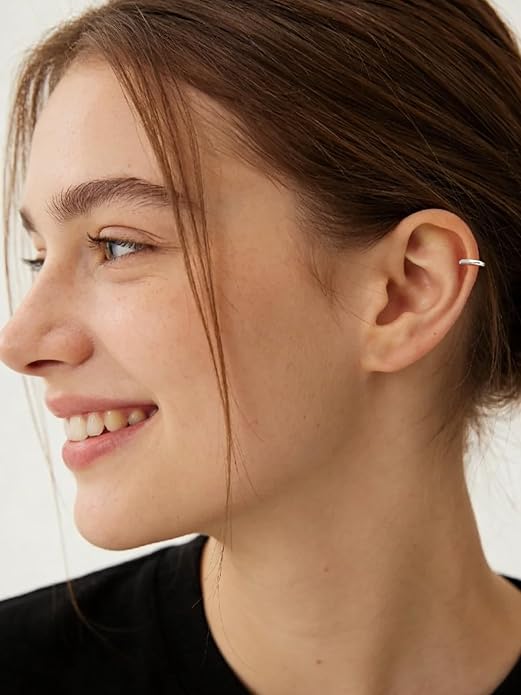 Silvora Sterling Silver Hoop Earrings for Women, Small Hoops 14K Gold Plated/925 Silver/Rose Gold/Black, Hypoallergenic Huggie Lightweight Cartilage Sleeper Earrings 8/10/12/14/16/18/20mm