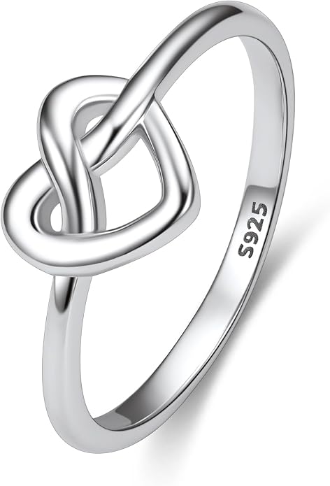 Bestyle 925 Sterling Silver Ring for Women, Minimalist Claddagh Ring Celtic Knot Ring for Women, Irish Promise Wedding Band, Gold/Rose Gold Vermeil Women Band Ring, Stackable, Gift for Her