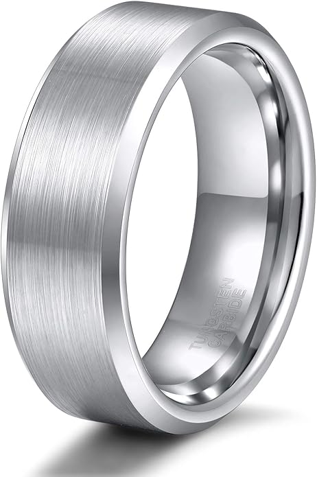 TRUMIUM 4mm 6mm 8mm Tungsten Wedding Band Ring for Men Women Silver Plated Matte Finished Engagement Rings Comfort Fit 4-15