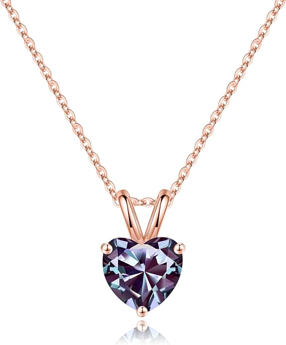 SMILEST Dainty Heart Birthstone Necklace for Women, 925 Sterling Silver Necklace Sparkling Heart Pendant, Anniversary Birthday Gifts for Women Mom Wife Daughter Girlfriend Grandma