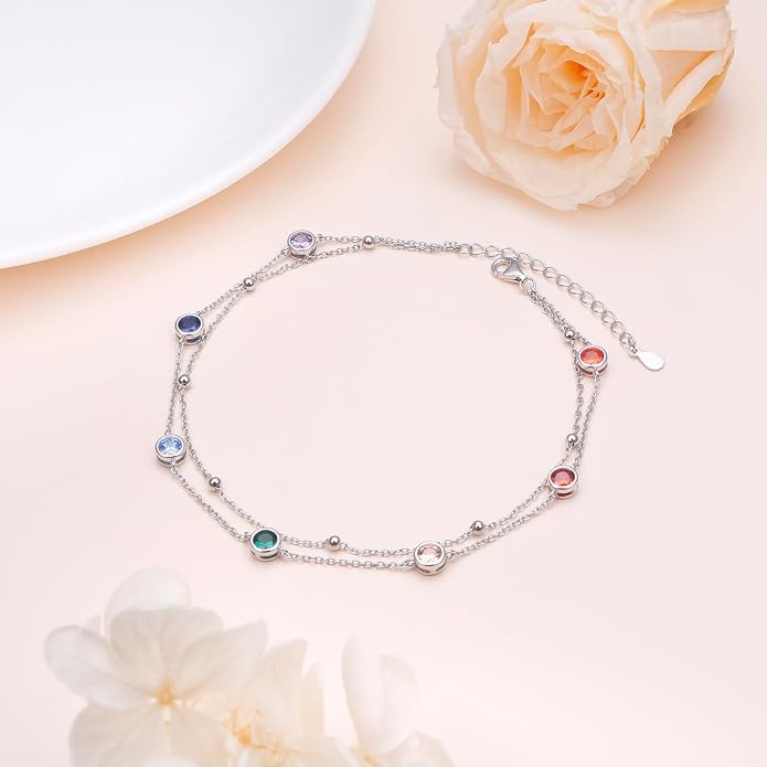 Anklets for Women 925 Sterling Silver Blue Evil Eye Infinity Butterfly Adjustable Multilayer Layered Summer Beach Ankle Bracelet Foot Chain Jewelry for Women
