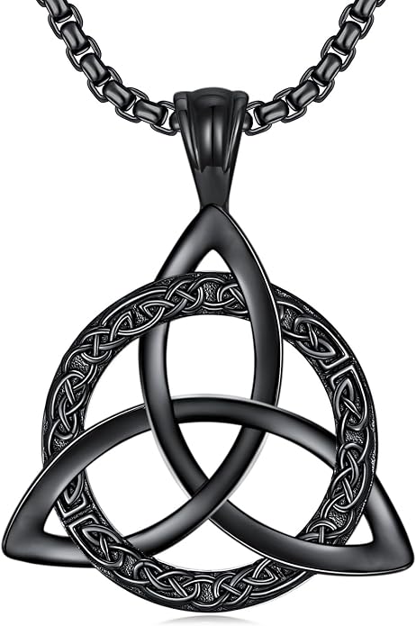 Celtic Necklace for men Sterling Silver Celtic Knot Triquetra Triangle Trinity Necklace Gift for Men