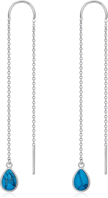 Teardrop Earrings Threader Earrings 925 Sterling Silver Droplet Jewelry Drop Dangle Long Charm Earrings for Women Girls Birthday Gifts