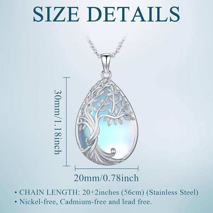 Tree of Life Necklace Family Teardrop/Heart Pendant Mother Jewelry Gifts for Women Grandma Wife Mom
