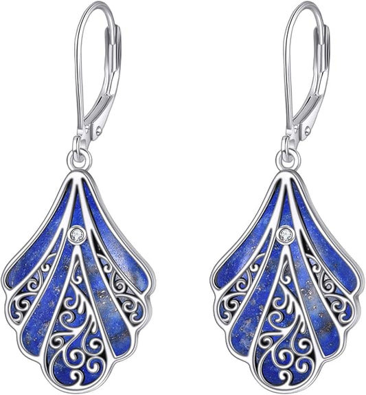 Abalone Shell Dangle Drop Earrings for Women 925 Sterling Silver Filigree Bohemian Earrings Jewelry Gift