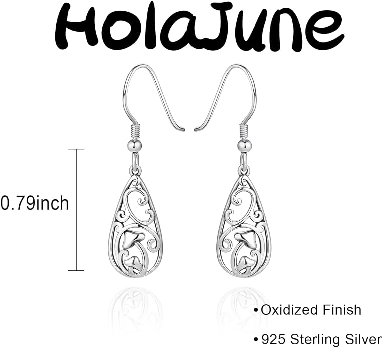 Sterling Silver Abalone Shell Filigree Dangle Drop Earrings Bohemia Jewelry Gift for Women Mother Mom