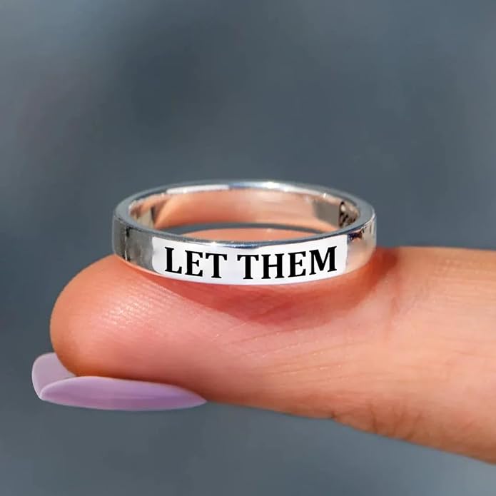 Let Them Band Ring for Women Men, Self Worth Motivation Ring Stainless Steel Engraving Stackable Rings Inspirational Friendship Gift Jewelry for Sorority Sisters Best Friends