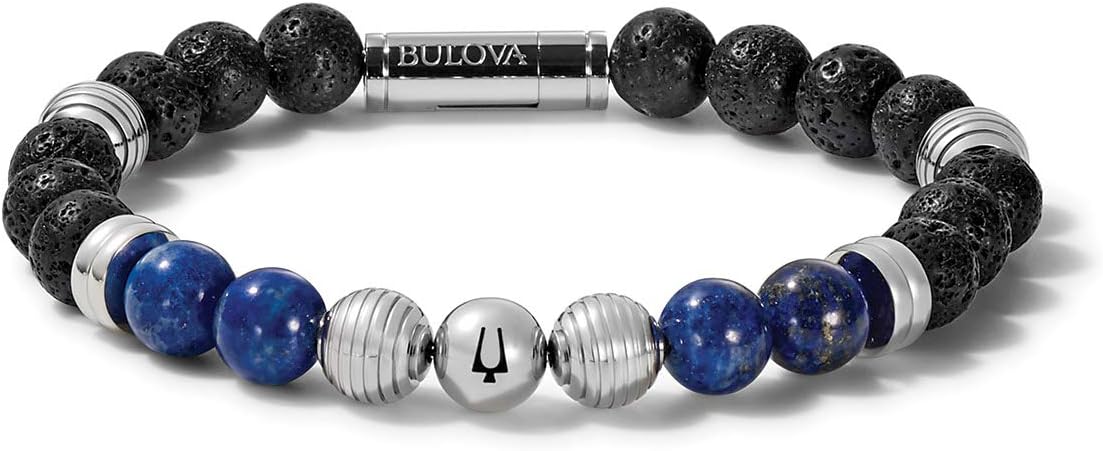 Men's Classic Beaded Bracelet with Cylinder Clasp