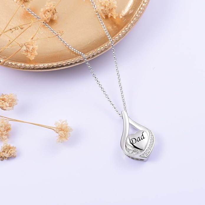 Cremation Jewelry 925 Sterling Silver Teardrop Urn Necklace for Ashes Heart Shape Memorial Keepsake Pendant for Human Ashes for Women Gift