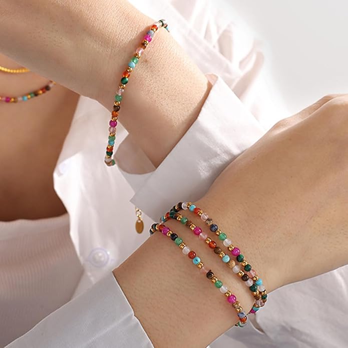 Anklets Bracelets for Women Waterproof Beaded Boho Beads Ankle Adjustable Jewelry