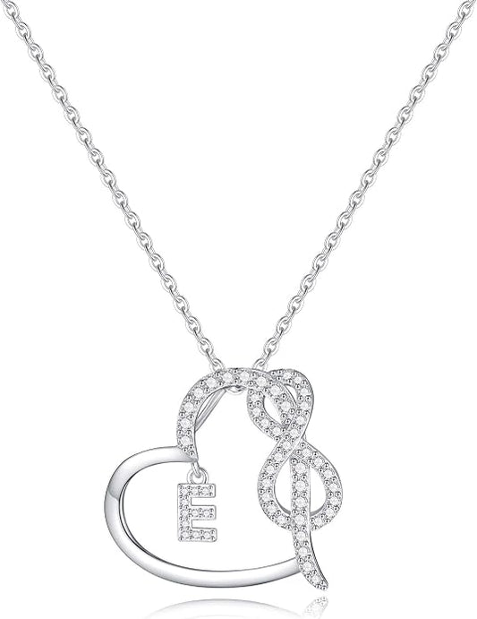 Infinity Heart Necklaces for Women, S925 Sterling Silver Initial Necklace Womens Jewelry Mothers Day Gifts Girls Valentines Gifts for Her Christmas Birthday Gifts for Women Mom Wife Girlfriend
