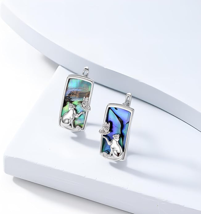 PROESS Abalone Shell Holy Mountain/Mustard Seed/Animal Earrings 925 Sterling Silver Mountain Jewelry Animal Lovers Gifts for Women
