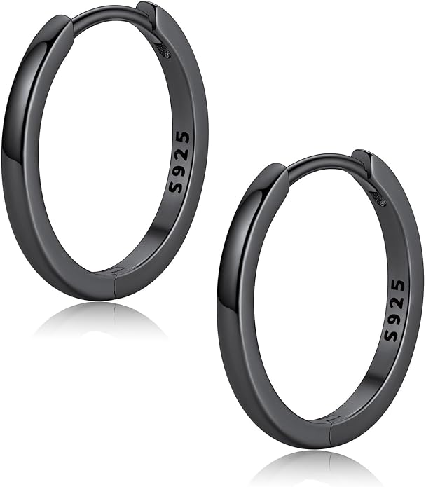 FaithHeart 925 Sterling Silver Huggie Hoop Earrings, Silver Small Hoop Earring for Women, 14K Gold/Black/Rose Gold Hypoallergenic Cartilage Earrings for Women 6/8/10/12/14/16/18/20mm