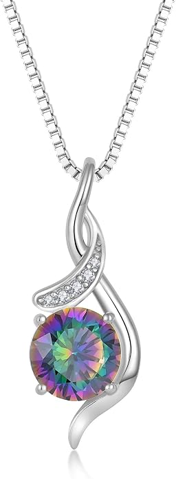 Women‘s Birthstone Pendant Necklace S925 Sterling Silver Imitation Diamond Infinity Necklace Jewelry Gift for Her