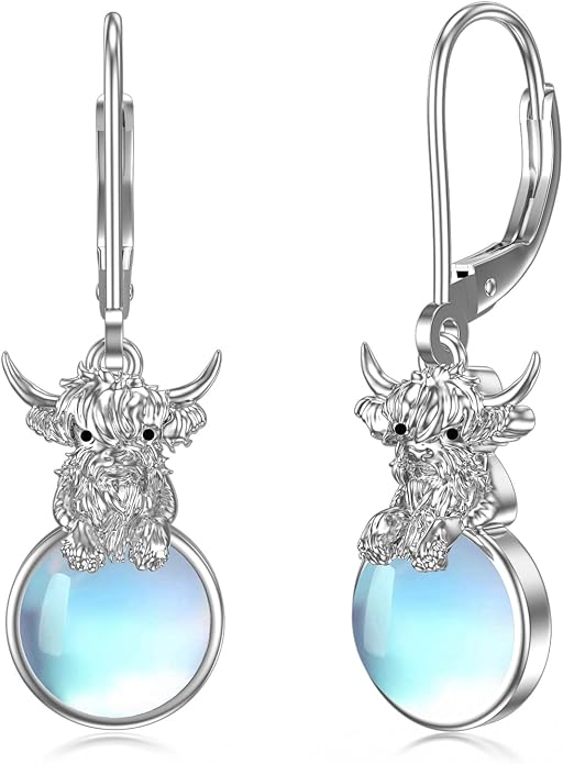 Dorunmo Moonstone Dangle Drop Earrings s925 Sterling Silver Leverback Earrings Filigree Moonstone Jewelry Birthday Gifts for Women