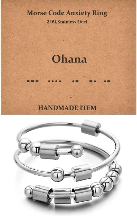 Morse Code Rings for Women, Stainless Steel Spinner Ring Fidget Rings for Anxiety Ring Morse Code Rings Inspirational Gifts Jewelry Women Birthday Graduation Gifts for Best Friends