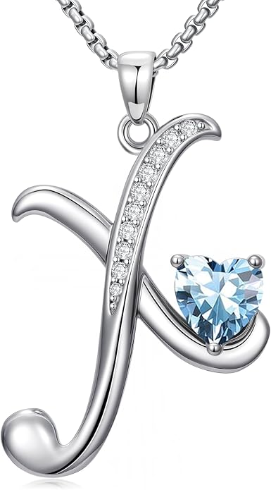 Birthday Gifts for Women Alphabet A to Z Initial Birthstone Pendant Necklaces for Women - 18k White Gold Plated Personalized Name Jewelry Anniversary Graduation Gifts for Wife Her Daughter Girlfriend(with Gift Box)