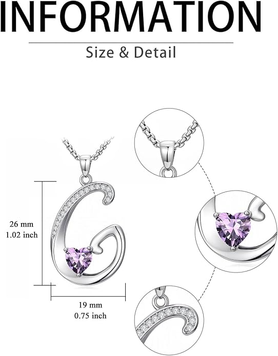 Birthday Gifts for Women Alphabet A to Z Initial Birthstone Pendant Necklaces for Women - 18k White Gold Plated Personalized Name Jewelry Anniversary Graduation Gifts for Wife Her Daughter Girlfriend(with Gift Box)