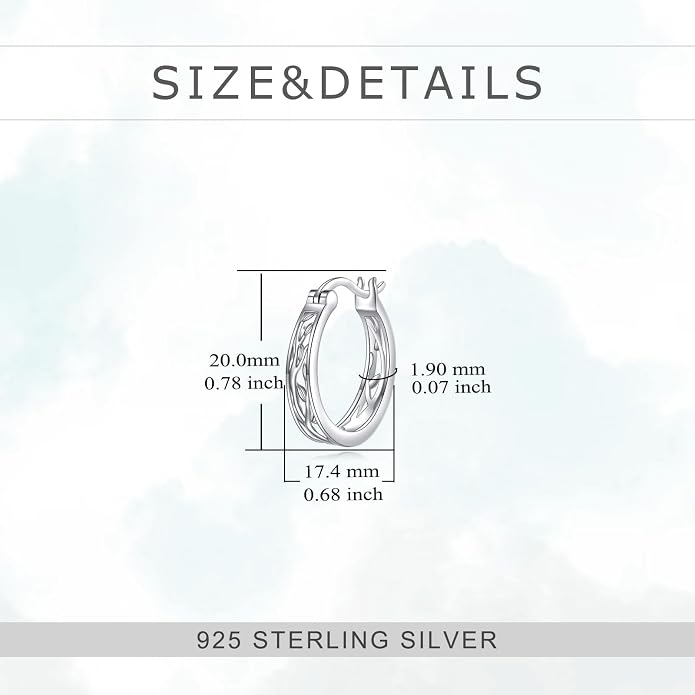 Sterling Silver Hoop Earrings Small Hoop Sun/Leaf/Triangle Huggie Earrings for Women Hypoallergenic