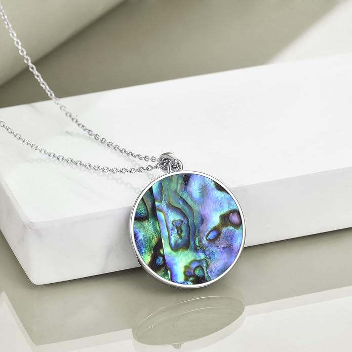 Moon Sun Star Necklace 925 Sterling Silver Abalone Shell Celestial Jewelry Gift for Women