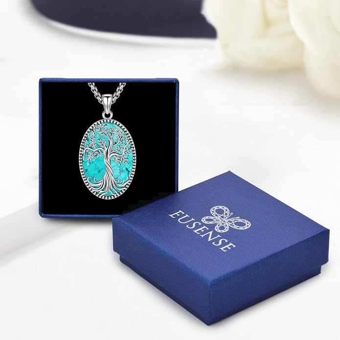 Turquoise Jewelry for Women Men 925 Sterling Silver Pendant Urn Necklaces for Ashes Picture Locket Necklace Thor Hammer Yggdrasil Virgen De Guadalupe St Michael Christopher Judas Witches Knot Necklace