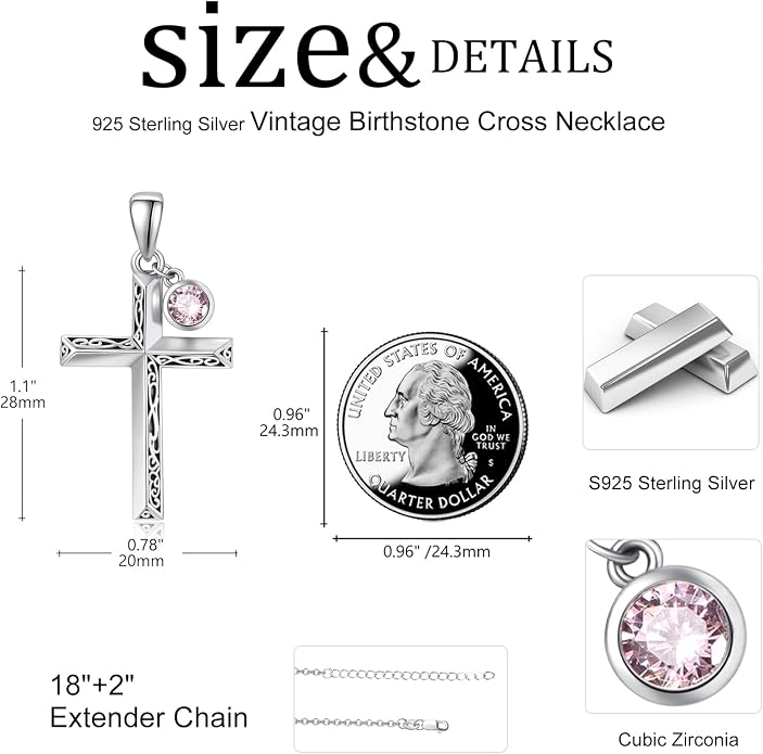 PRAYMOS Cross Necklace for Women Men, 925 Sterling Silver Simple Dainty Cross Necklace, Christian Religious Jewelry, Mothers Day Fathers Day Anniversary Birthday Gift