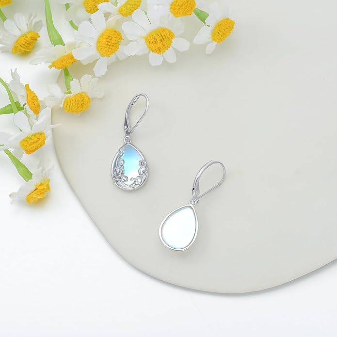 Silver Earrings for Women Sterling Silver Filigree Earrings Teardrop Dangle Drop Filigree Jewelry Gift for Women Mother Mom