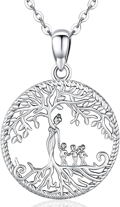 Odinstone Tree of Life Necklace, Sterling Silver Pendant for Women Family Tree Necklaces Jewelry for Mom/Wife/Grandma(With Fine Gift Box)