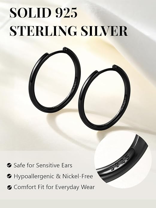 Silvora 14K Gold Plated Huggie Hoop Earrings for Women, Small Sterling Silver Hoops, Hypoallergenic Cartilage Earrings for Sensitive Ears 8/10/12/14/16/18/20MM