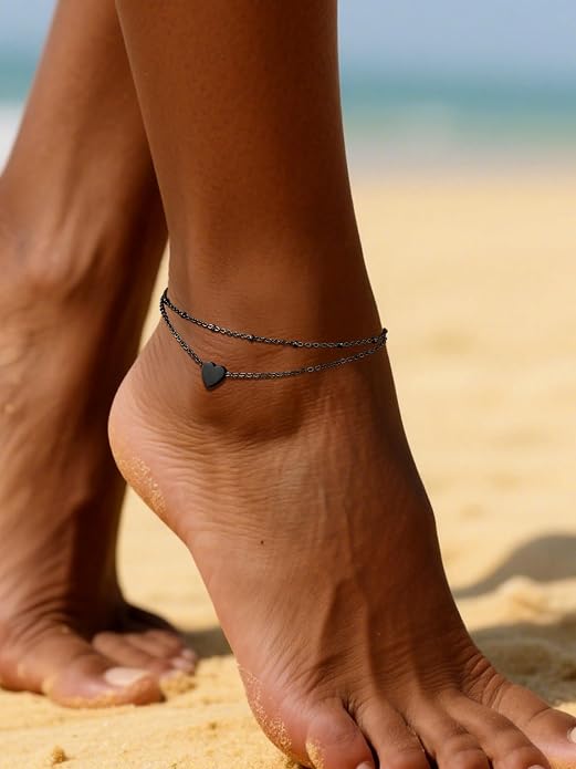 ChainsPro Anklets for Women Waterproof, Adjustable Stainless Steel/ Sterling Silver/14K Gold Plated Ankle Bracelets for Women, Non Tarnish Layered Anklets Beach Jewelry Gifts for Swimming & Daily Wear (Send Gift Box)