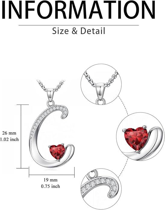 Birthday Gifts for Women Alphabet A to Z Initial Birthstone Pendant Necklaces for Women - 18k White Gold Plated Personalized Name Jewelry Anniversary Graduation Gifts for Wife Her Daughter Girlfriend(with Gift Box)