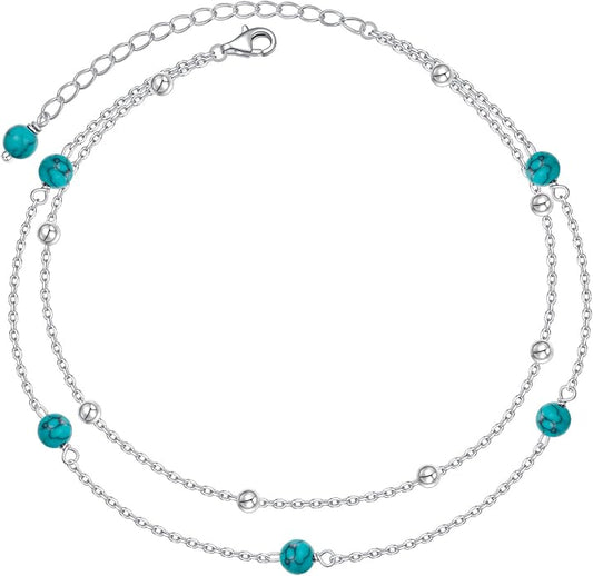 Alphm Anklet for Women S925 Sterling Silver Adjustable Plus Foot Plus Ankle Bracelet Jewelry