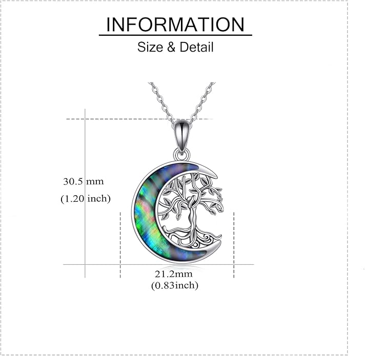 ONEFINITY Tree of Life Necklace for Women Sterling Silver Abalone Shell Crystal Tree of Life Pendant Necklace Family Tree Jewelry for Mom Daughter Sister Girls Christmas Gifts
