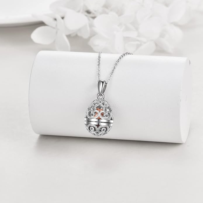 AXELUNA Fox Necklace Sterling Silver Easter Egg Necklace Fox Pendant Animal Jewelry Gifts for Women Girls Birthday Graduation Gift