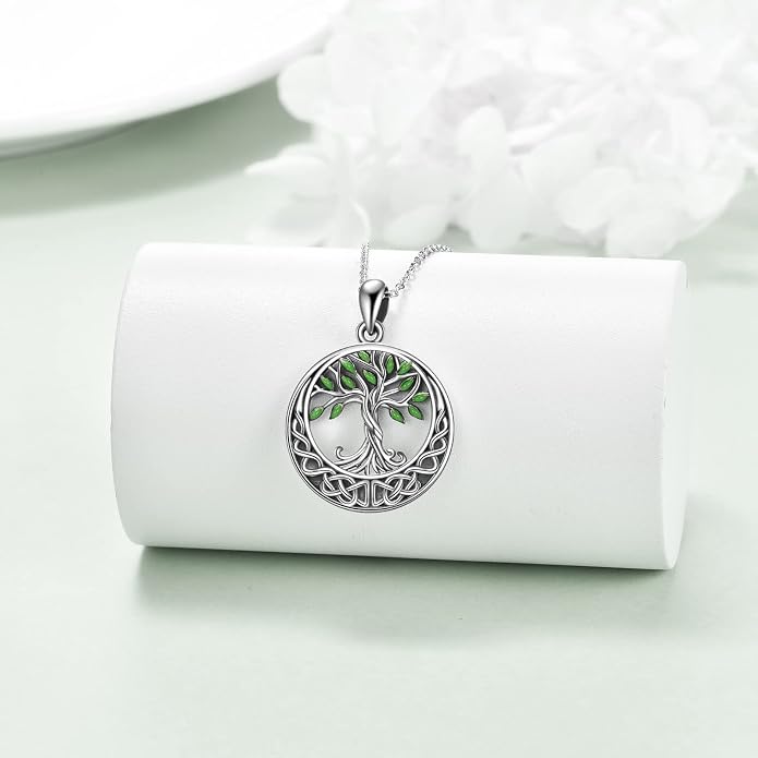 ONEFINITY Tree of Life Necklace 925 Sterling Silver Abalone Shell Celtic Knot Pendant Necklace for Women Jewelry