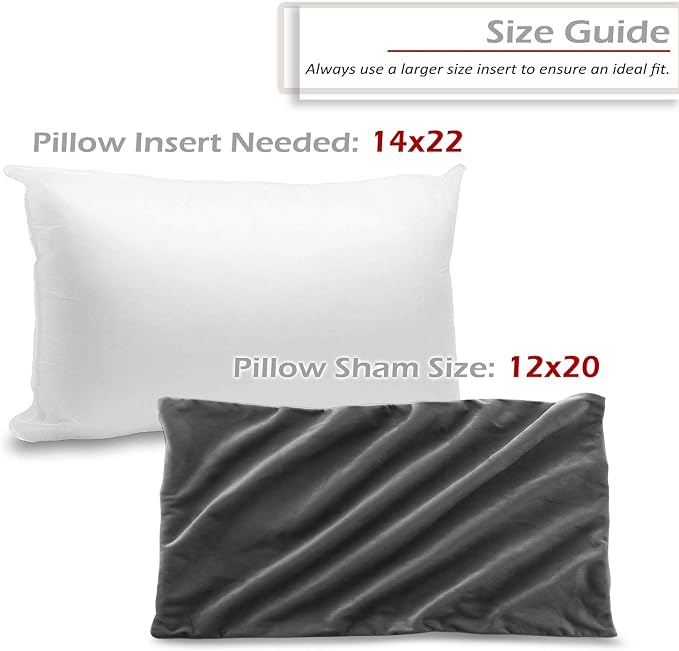 Nestl Throw Pillow Covers, Cozy Velvet Decorative Pillow Covers 12x20 Inches, Soft Solid Couch Pillow Covers for Sofa, Bed and Car, Set of 4 - Charcoal Stone Gray