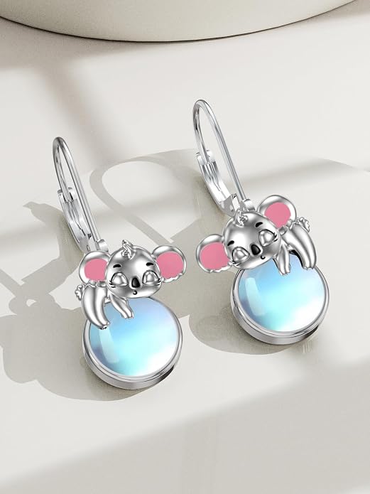 Dorunmo Moonstone Dangle Drop Earrings s925 Sterling Silver Leverback Earrings Filigree Moonstone Jewelry Birthday Gifts for Women