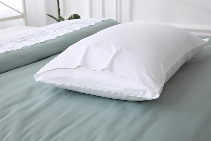 2-Pack White Cutouts Lace Pillowcases Battenburg Openwork Laced Pillow Shams French Luxury Elegant Look 100% Cotton King Size