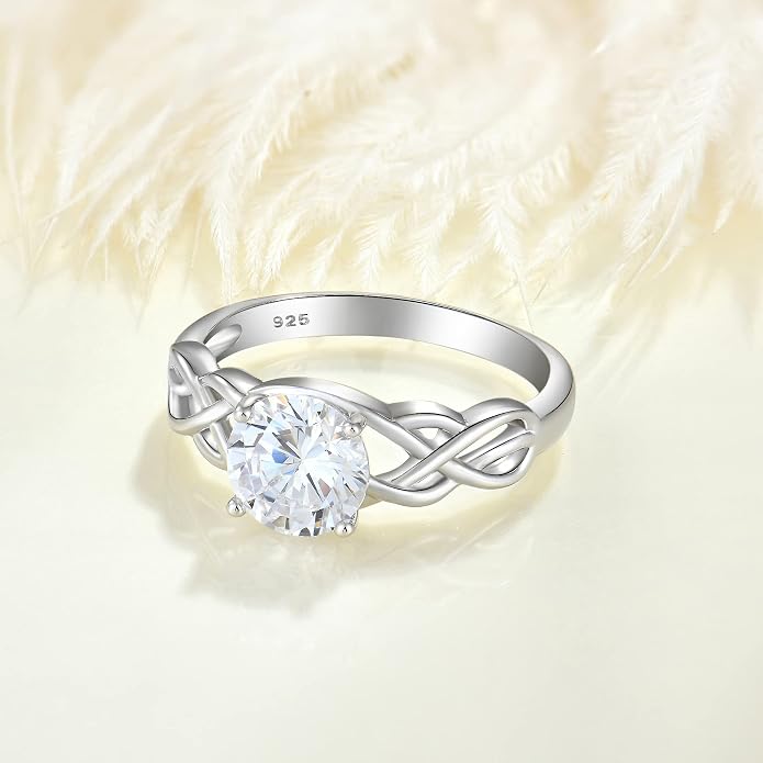 STARCHENIE Celtic Knot Promise Ring for Women 925 Sterling Silver Engagement Wedding Band with Birthstone (Size 5-10)