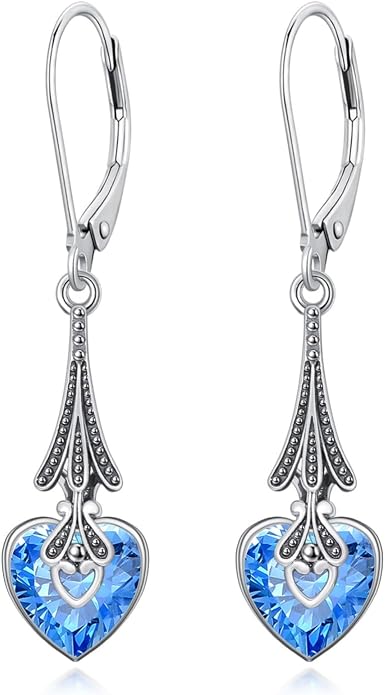 PELOVNY 925 Sterling Silver Filigree Dangle Earrings Hypoallergenic Abalone/Cubic Zirconia/Moonstone Earrings Vintage Jewelry Christmas Birthday Gifts for Women Mom Her