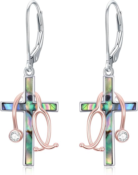 Midari Heart Dangle Earrings 925 Sterling Silver Leverback Drop Earrings Teacher Music Art Jewelry Gifts for Women Students Apple/Guitar/Palette/Note Design