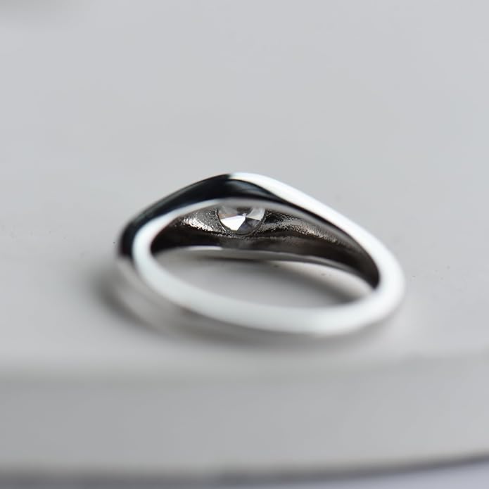 espere 14K Gold Thin Dome Ring for Women | Gold Pinky Ring Minimalist Signet Ring