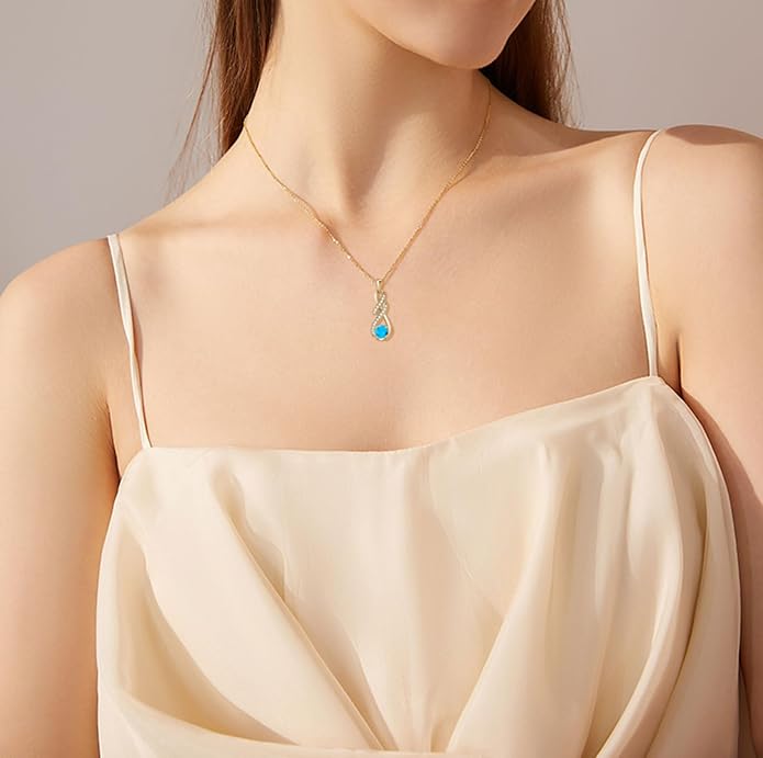 Birthstone Necklaces for Women 925 Sterling Silver Infinity Pendant Created Gemstone Jewelry for Her, 16"+2"