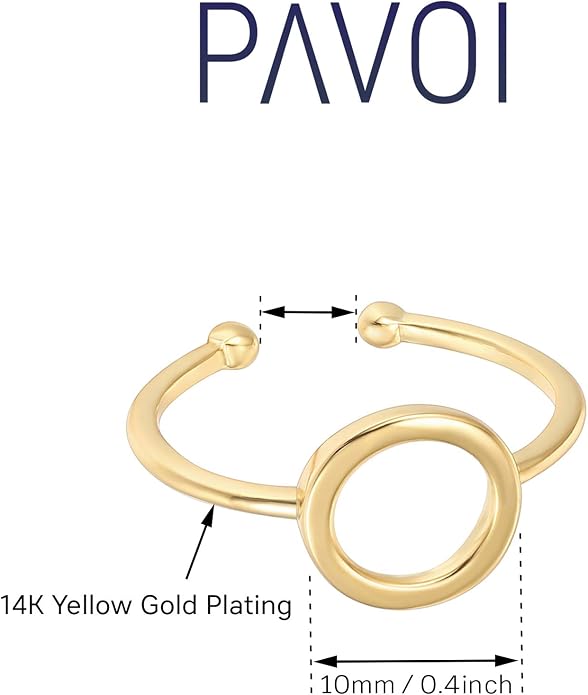 PAVOI 14K Gold Karma Open Circle Ring | Gold Plated Adjustable Rings for Women | Stackable Rings