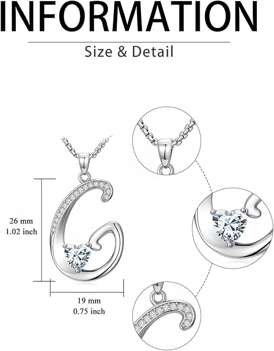 Birthday Gifts for Women Alphabet A to Z Initial Birthstone Pendant Necklaces for Women - 18k White Gold Plated Personalized Name Jewelry Anniversary Graduation Gifts for Wife Her Daughter Girlfriend(with Gift Box)