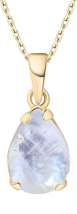 14K Gold Plated Gemstone Necklace for Women - Birthestone Teardrop Necklace - Gold Jewelry for Women - Dainty Gold Necklace - Everyday Necklaces - Gold Necklaces for Women