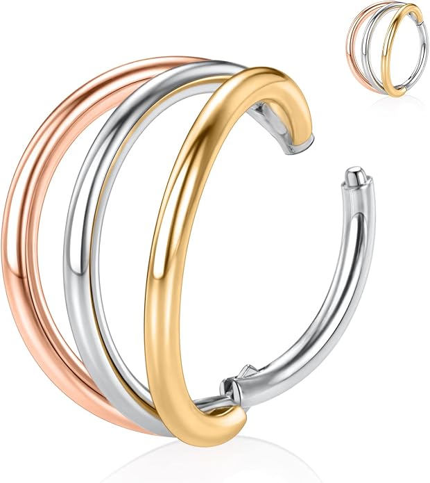 316L Surgical Steel Septum Clicker Ring Nose Ring Hoop Sleeper Hoop Earring Helix Rook Conch Cartilage Daith Tragus Earrings Lobe Nose Piercing Jewelry for Women