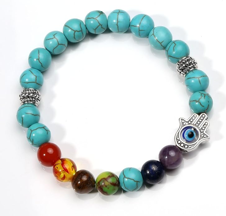 Eigso 7 Chakra Diffuser Bracelets Set for Women Men Reiki Healing Meditation Lava Rock Stone Beads