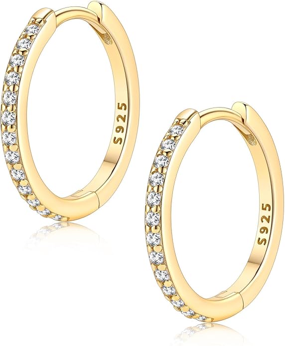 FaithHeart 925 Sterling Silver Huggie Hoop Earrings, Silver Small Hoop Earring for Women, 14K Gold/Black/Rose Gold Hypoallergenic Cartilage Earrings for Women 6/8/10/12/14/16/18/20mm