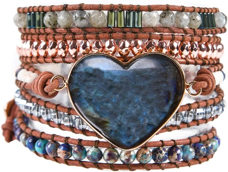 YGLINE Natural Stone Bracelet 3 Wraps Bracelet Handmade Boho Bracelet for Women Bracelet